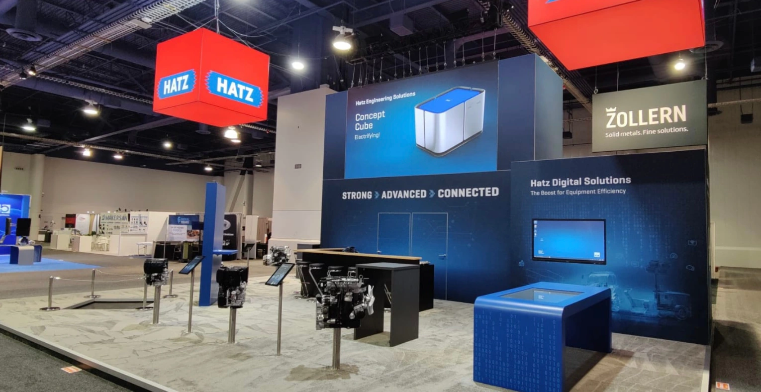 MMU Live Design booth set up for Hatz at Conexpo 2023