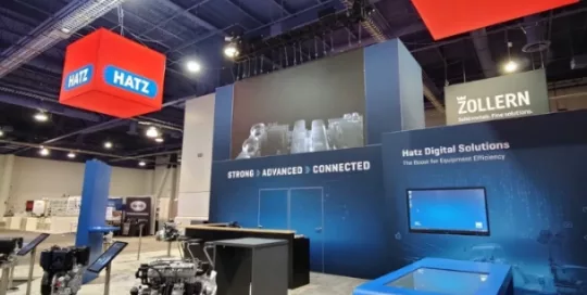 MMU Live Design booth set up for Hatz Diesel at Conexpo 2023