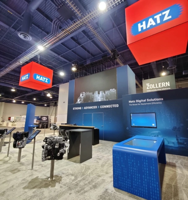 MMU Live Design booth set up for Hatz Diesel at Conexpo 2023