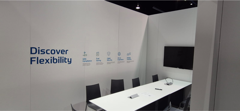 Trade Show Booth at AAPEX with a meeting room to invite clients and visitors for a private communication.